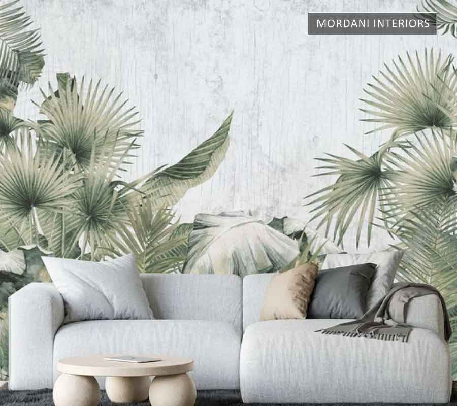 GREEN FLORAL LEAVES TROPICAL WALL MURALS _ I